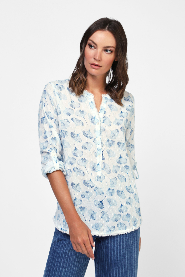 Blouse imprimée avec encolure bateau