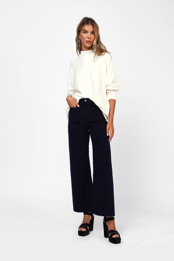 Pantaloni flare gessati